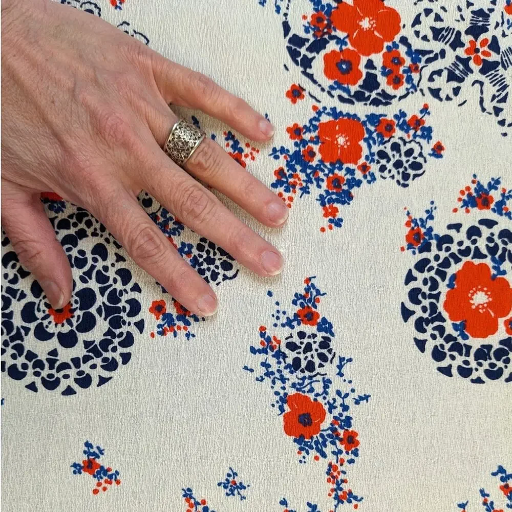 Lot Vintage 1970's Patriotic Fabrics 2 7/8 Yds HAWAIIAN & 3/4 Yd KLOPMAN MILLS
